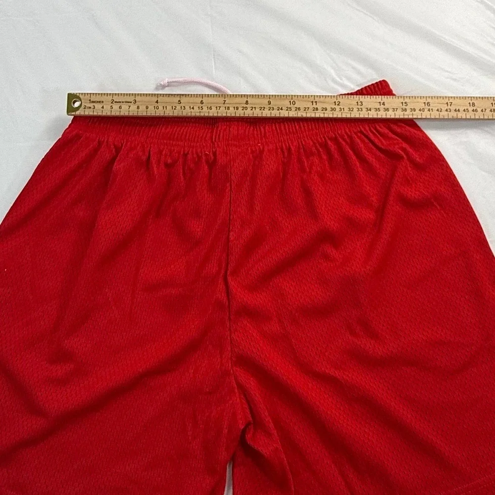 Eric Emanuel Basic Mesh Shorts Red White EE Logo Mens Large Made in NY